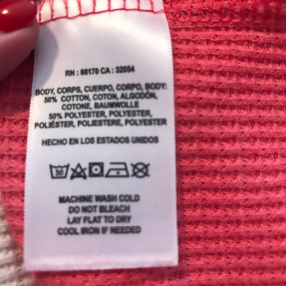 Anthropologie boho Ty dye thermal pullover in raspberry Blue white sz s - Picture 4 of 4